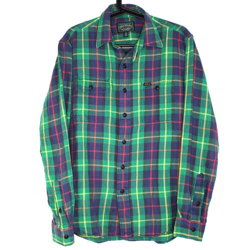 Polo Country Ralph Lauren Mens Medium Plaid Button Up Flannel Shirt C1200